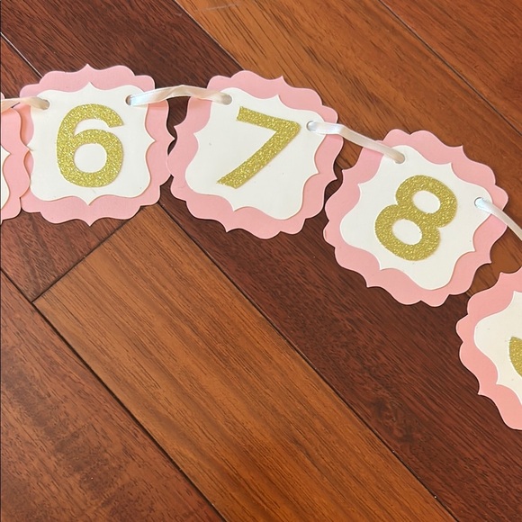 Pink and Gold Number Garland - Picture 5 of 13